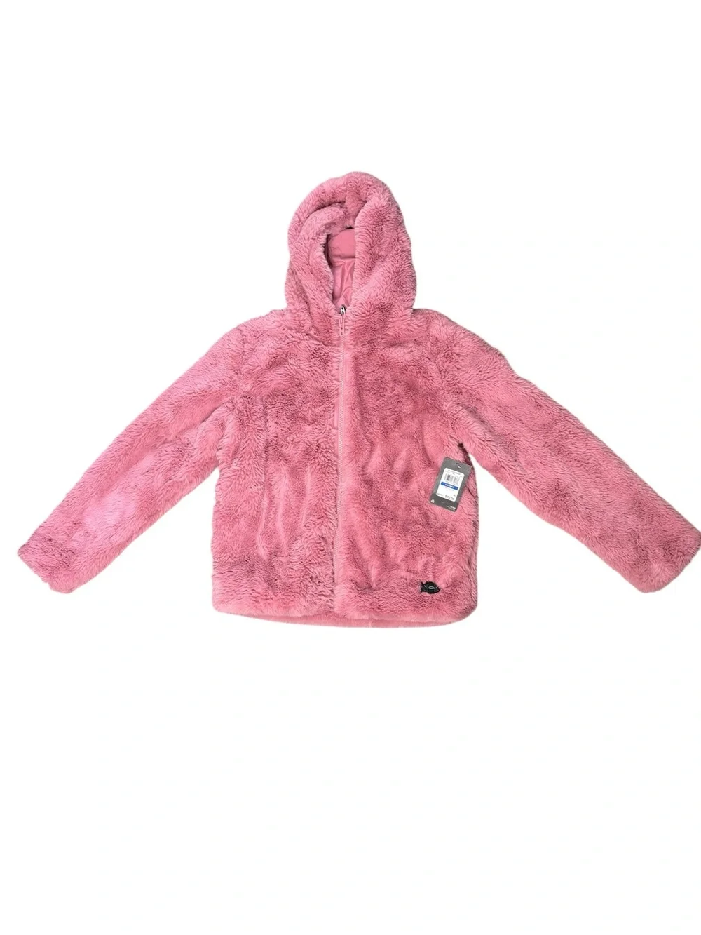 NWT Under Armour Girls YXL Pink Cozy Faux Fur Hooded Zip Jacket Soft Plush